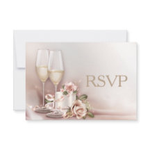 Elegant Gold en Ivory Wedding Invitation RSVP