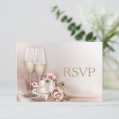 Elegant Gold en Ivory Wedding Invitation RSVP (Staand voorkant)