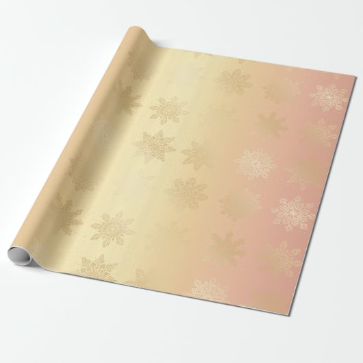 Elegant Gold en koperen sneeuwflake kerstpatronen Cadeaupapier (Uitgerold)