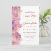 Elegant Gold en magenta Wedding Invitation Save The Date (Staand voorkant)
