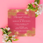 Elegant Gold en magenta Wedding Rehearsal Dinner Kaart