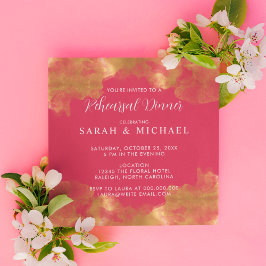 Elegant Gold en magenta Wedding Rehearsal Dinner Kaart