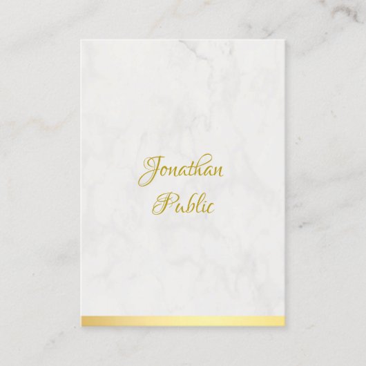Elegant Gold en marble Handwrite Name Sjabloon Visitekaartje (Voorkant)