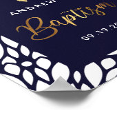 Elegant Gold en Navy Blue Boy Baptism Welkom Poster (Hoek)
