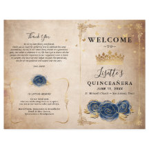 Elegant Gold en Navy Blue Quinceanera Programma