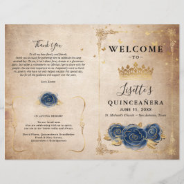 Elegant Gold en Navy Blue Quinceanera Programma