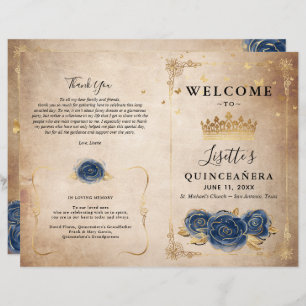 Elegant Gold en Navy Blue Quinceanera Programma