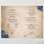 Elegant Gold en Navy Blue Quinceanera Programma (Achterkant)