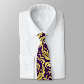 Elegant Gold en Paars Damask Vaderdag Stropdas (Gebonden)