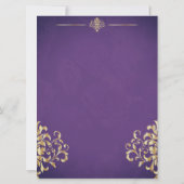 Elegant Gold en Paarse Damask bewaren de datum Save The Date (Achterkant)