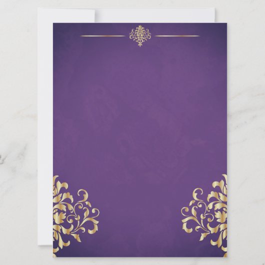 Elegant Gold en Paarse Damask bewaren de datum Save The Date (Achterkant)