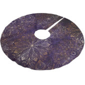 Elegant Gold en Paarse Floral Mandala Pattern Kerstboom Rok (Gekanteld)