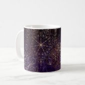 Elegant Gold en Paarse Floral Mandala Pattern Koffiemok (Voorkant links)