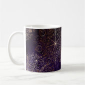 Elegant Gold en Paarse Floral Mandala Pattern Koffiemok (Links)