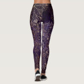 Elegant Gold en Paarse Floral Mandala Pattern Leggings (Achterkant)