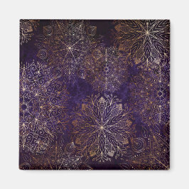Elegant Gold en Paarse Floral Mandala Pattern Magneet
