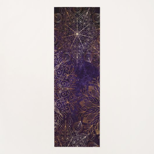 Elegant Gold en Paarse Floral Mandala Pattern Yogamat (Voorkant)