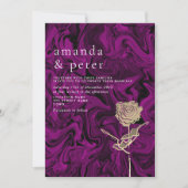 Elegant Gold en Paarse huwelijksuitnodiging Kaart (Voorkant)