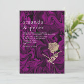 Elegant Gold en Paarse huwelijksuitnodiging Kaart (Staand voorkant)