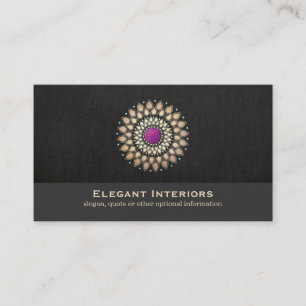Elegant Gold en Paarse Motif Interior Designer Visitekaartje