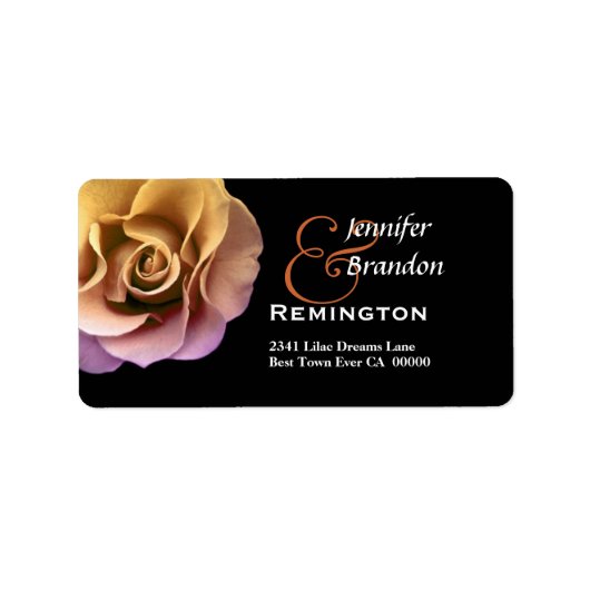 Elegant Gold en Peach Sunset Roos Etiket (Voorkant)