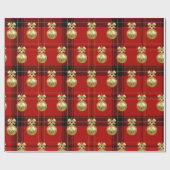Elegant Gold- en Pset-kerstsierpatroon Cadeaupapier (Vlak)