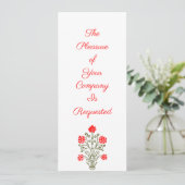Elegant Gold en Red Floral Art - Aangepaste uitnod Kaart (Staand voorkant)
