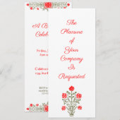 Elegant Gold en Red Floral Art - Aangepaste uitnod Kaart (Voorkant / Achterkant)