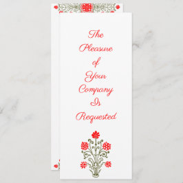 Elegant Gold en Red Floral Art - Aangepaste uitnod Kaart