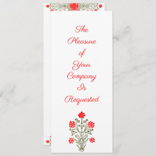 Elegant Gold en Red Floral Art - Aangepaste uitnod Kaart