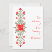 Elegant Gold en Red Floral Art - Aangepaste uitnod Kaart (Voorkant)