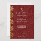 Elegant Gold en Red Ganesha Indian Wedding Kaart (Voorkant)