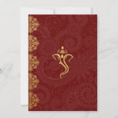 Elegant Gold en Red Ganesha Indian Wedding Kaart (Achterkant)
