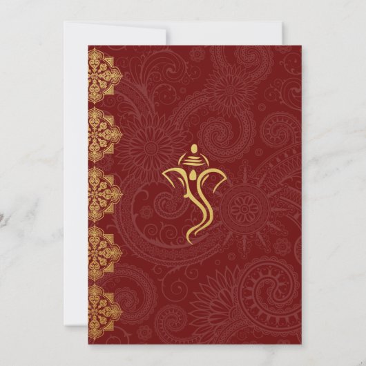 Elegant Gold en Red Ganesha Indian Wedding Kaart (Achterkant)