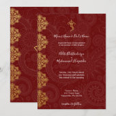 Elegant Gold en Red Ganesha Indian Wedding Kaart (Voorkant / Achterkant)
