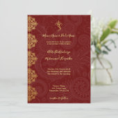 Elegant Gold en Red Ganesha Indian Wedding Kaart (Staand voorkant)