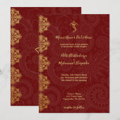 Elegant Gold en Red Ganesha Indian Wedding Kaart (Voorkant / Achterkant)