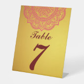 Elegant Gold en REd Indian Paisley Wedding Pedes Reclamebord Met Voetstuk (Voorkant)