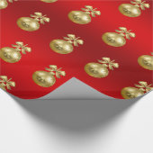 Elegant Gold- en Red-kerstsierpatronen Cadeaupapier (Hoek)