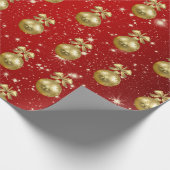 Elegant Gold- en Red-kerstsierpatronen Cadeaupapier (Hoek)