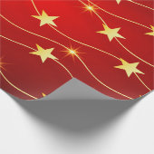 Elegant Gold- en Red KerstStar-patroon Cadeaupapier (Hoek)
