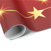 Elegant Gold- en Red KerstStar-patroon Cadeaupapier (Rol Hoek)