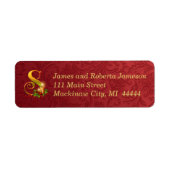 Elegant Gold- en Red-monogram kerstlabel S Etiket (Voorkant)