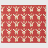 Elegant Gold- en Red Santa Claus-kerstpatroon Cadeaupapier (Vlak)