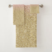 Elegant Gold en Roos Gold Glitter Sparkles Afbeeld Bad Handdoek (Insitu)