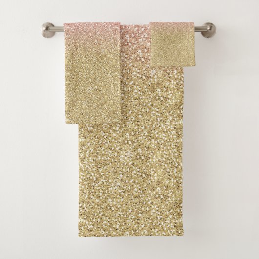 Elegant Gold en Roos Gold Glitter Sparkles Afbeeld Bad Handdoek (Insitu)