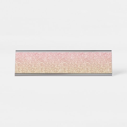 Elegant Gold en Roos Gold Glitter Sparkles Afbeeld Bureau Naambordje (Voorkant)