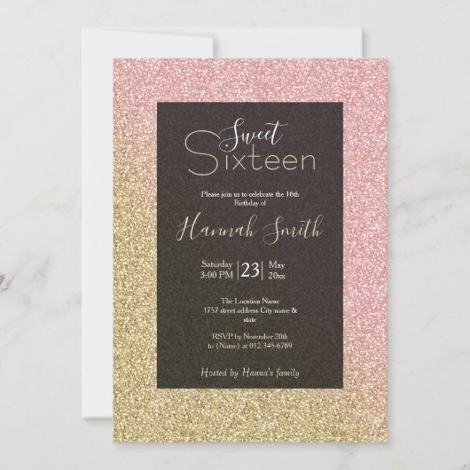 Elegant Gold en Roos Gold Glitter Sparkles Afbeeld Kaart (Voorkant)