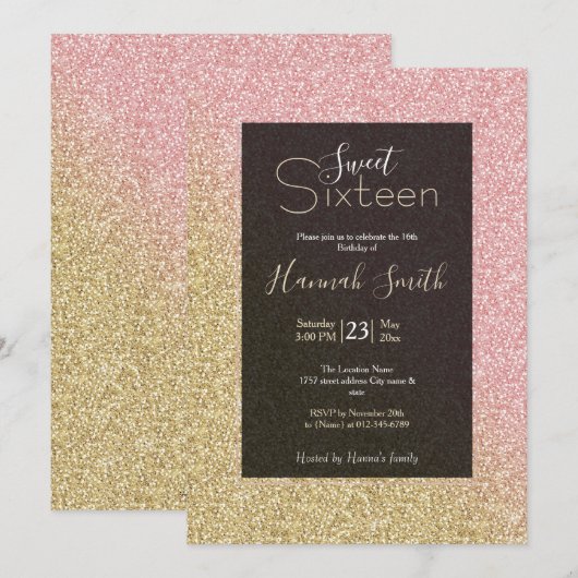 Elegant Gold en Roos Gold Glitter Sparkles Afbeeld Kaart (Voorkant / Achterkant)