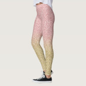 Elegant Gold en Roos Gold Glitter Sparkles Afbeeld Leggings (Links)